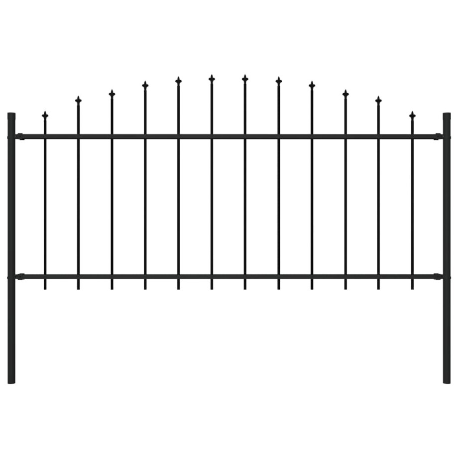 vidaXL Tuinhek met speren bovenkant (0,5-0,75)x1,7 m staal zwart afbeelding 1