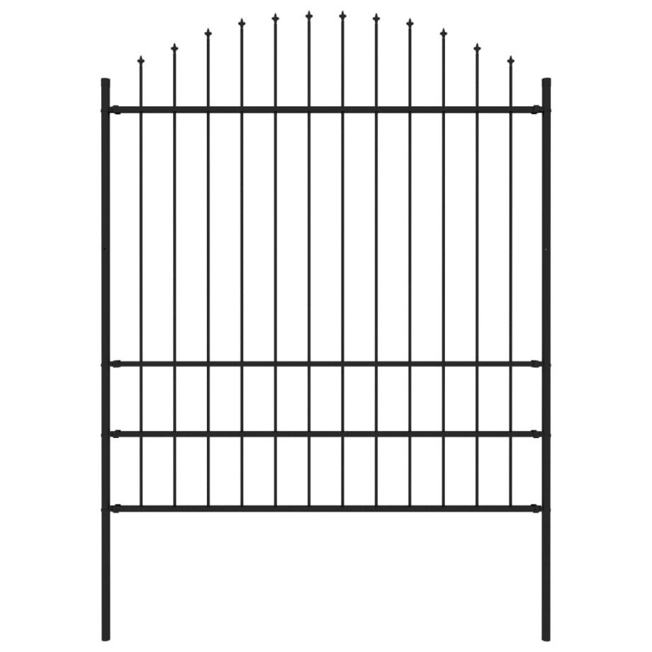 vidaXL Tuinhek met speren bovenkant (1,75-2)x1,7 m staal zwart afbeelding 1