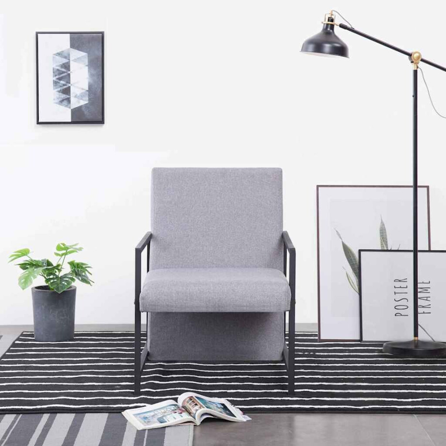 vidaXL Fauteuil stof lichtgrijs afbeelding 1