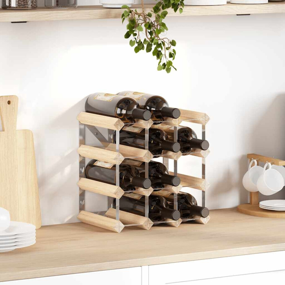 vidaXL Wijnrek voor 12 flessen massief grenenhout afbeelding 1