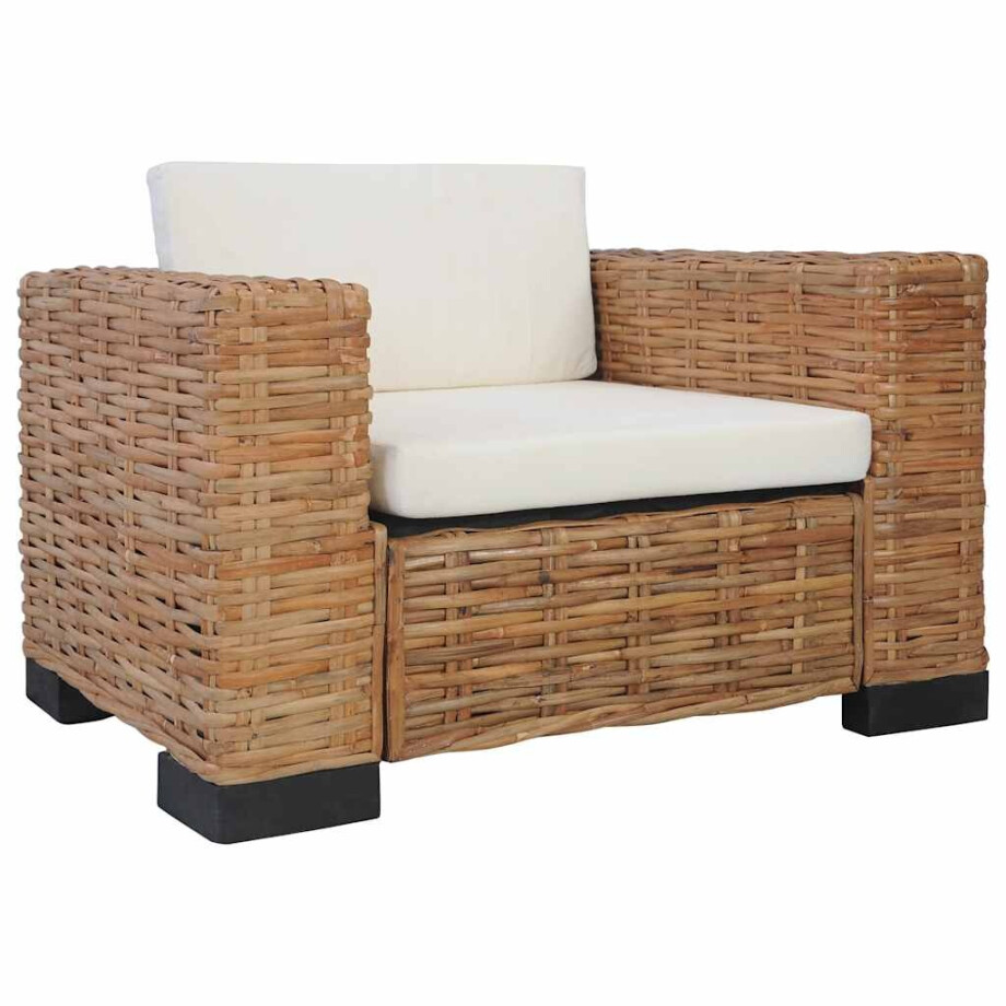 vidaXL Fauteuil met kussens natuurlijk rattan vidaXL Fauteuil met kussens natuurlijk rattan afbeelding 1