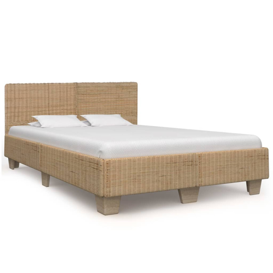 vidaXL Bedframe handgeweven echt rattan 140x200 cm afbeelding 1