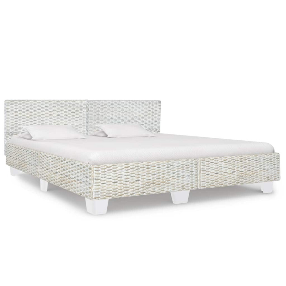 vidaXL Bedframe natuurlijk rattan grijs 180x200 cm vidaXL Bedframe natuurlijk rattan grijs 180x200 cm afbeelding 1