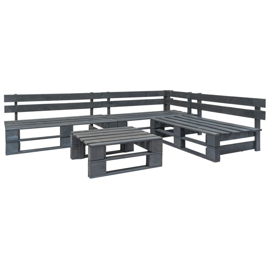 vidaXL 4-delige Loungeset pallet hout grijs vidaXL 4-delige Loungeset pallet hout grijs afbeelding 1