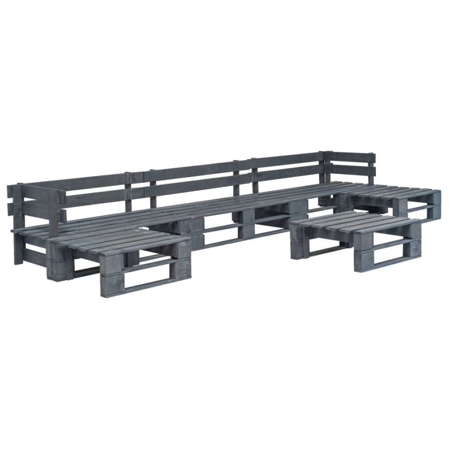 vidaXL 6-delige Loungeset pallet hout grijs vidaXL 6-delige Loungeset pallet hout grijs afbeelding 1
