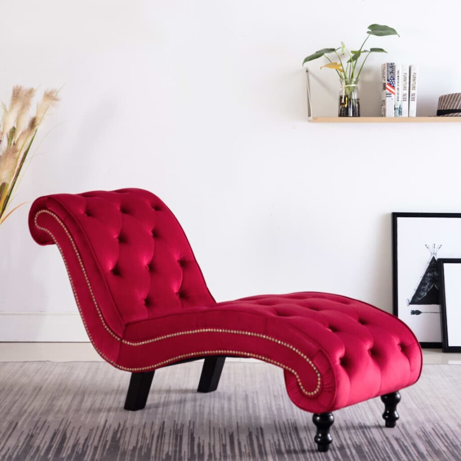 vidaXL Chaise longue fluweel rood vidaXL Chaise longue fluweel rood afbeelding 1