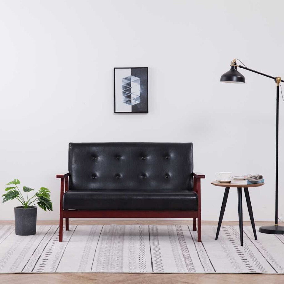 vidaXL Tweezitsbank kunstleer zwart afbeelding 1