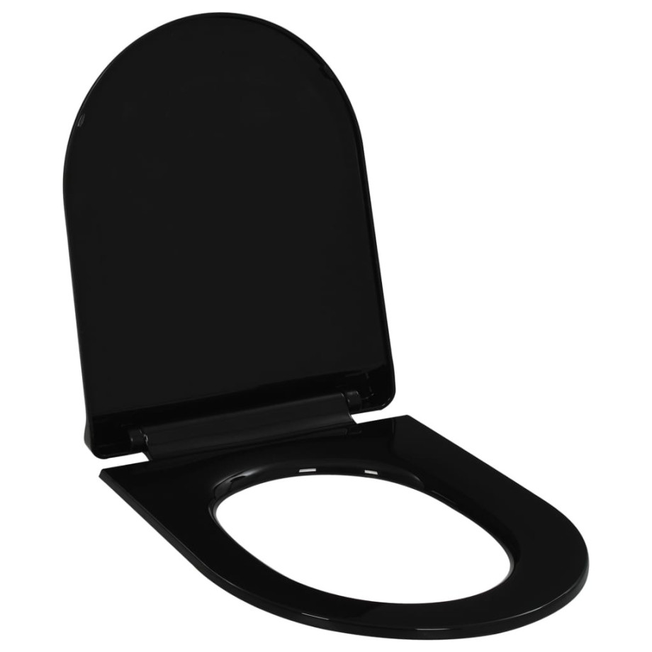 vidaXL Toiletbril soft-close met quick-release ontwerp zwart afbeelding 1