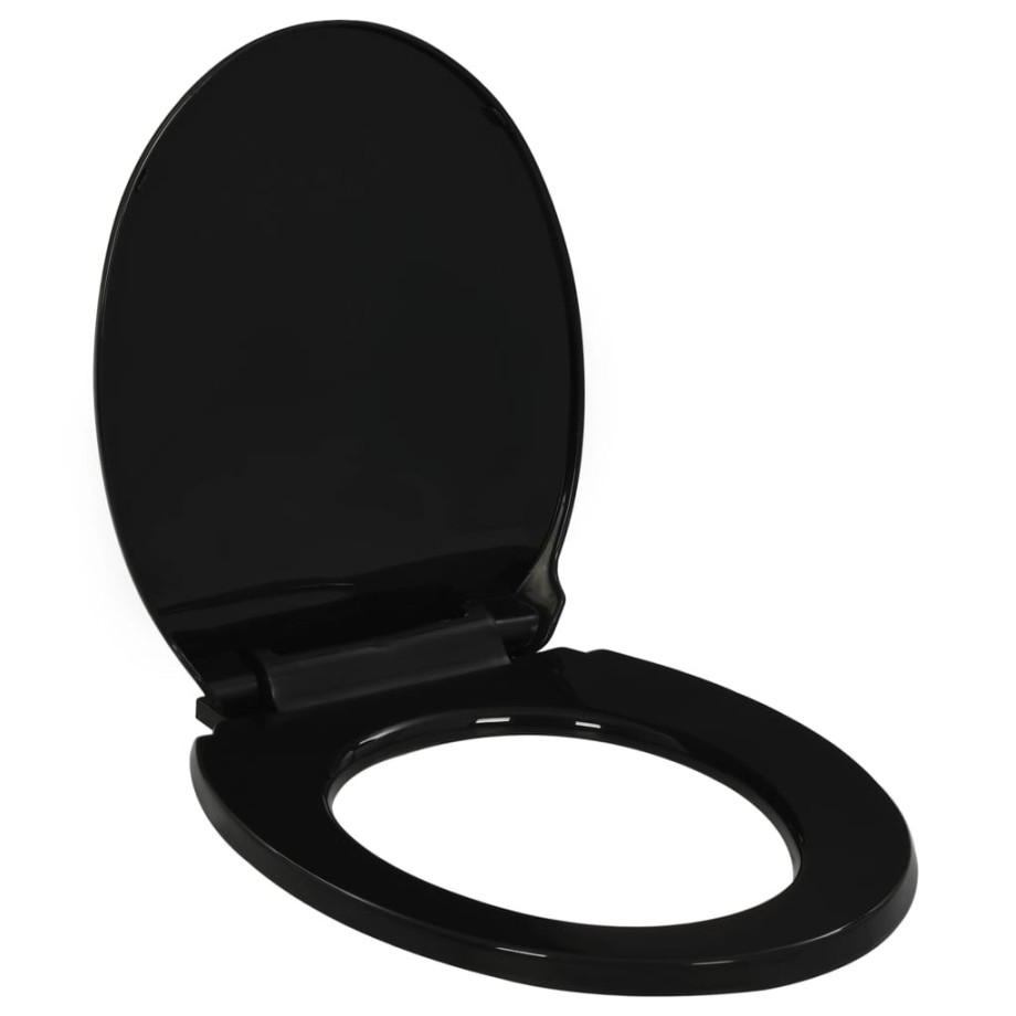 vidaXL Toiletbril soft-close met quick-release ontwerp zwart afbeelding 1