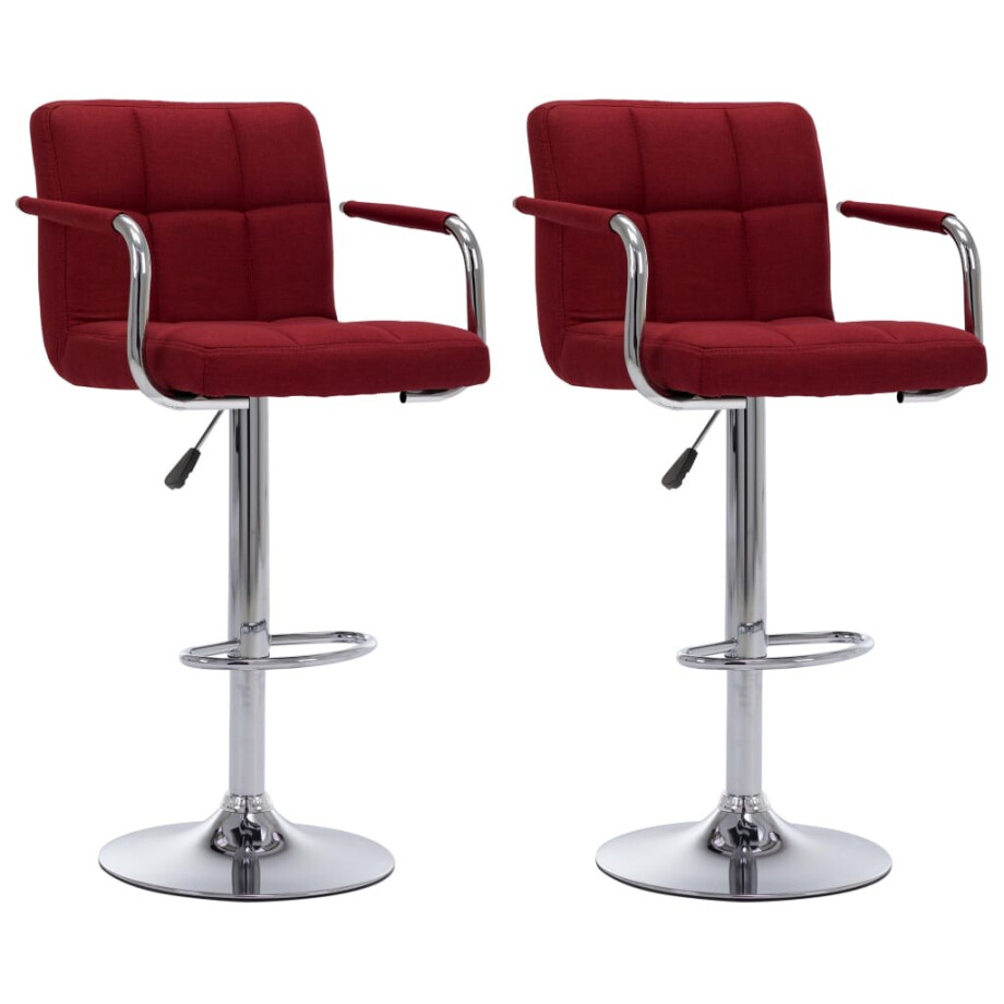 vidaXL Barstoelen 2 st stof wijnrood vidaXL Barstoelen 2 st stof wijnrood afbeelding 1