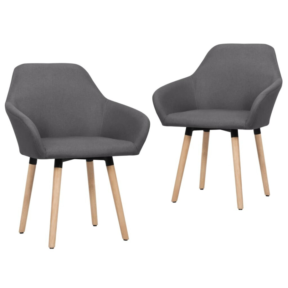 vidaXL Eetkamerstoelen 2 st stof donkergrijs vidaXL Eetkamerstoelen 2 st stof donkergrijs afbeelding 1