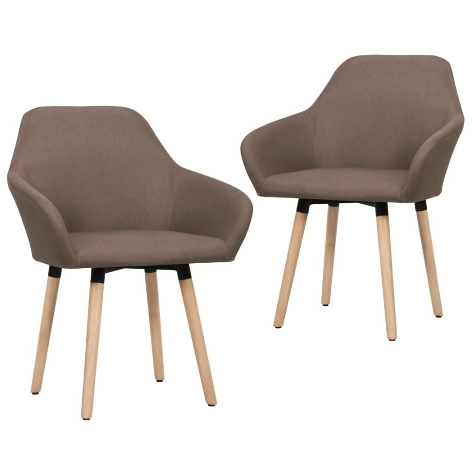 vidaXL Eetkamerstoelen 2 st stof bruin vidaXL Eetkamerstoelen 2 st stof bruin afbeelding 1