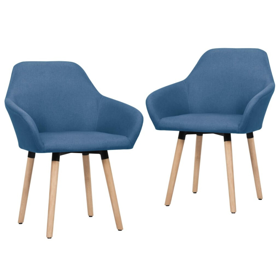 vidaXL Eetkamerstoelen 2 st stof blauw vidaXL Eetkamerstoelen 2 st stof blauw afbeelding 1
