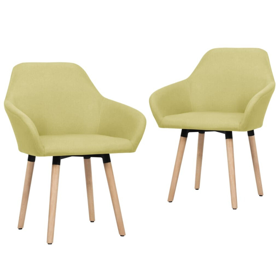 vidaXL Eetkamerstoelen 2 st stof groen vidaXL Eetkamerstoelen 2 st stof groen afbeelding 1