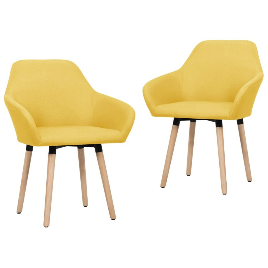 vidaXL Eetkamerstoelen 2 st stof geel vidaXL Eetkamerstoelen 2 st stof geel afbeelding 1