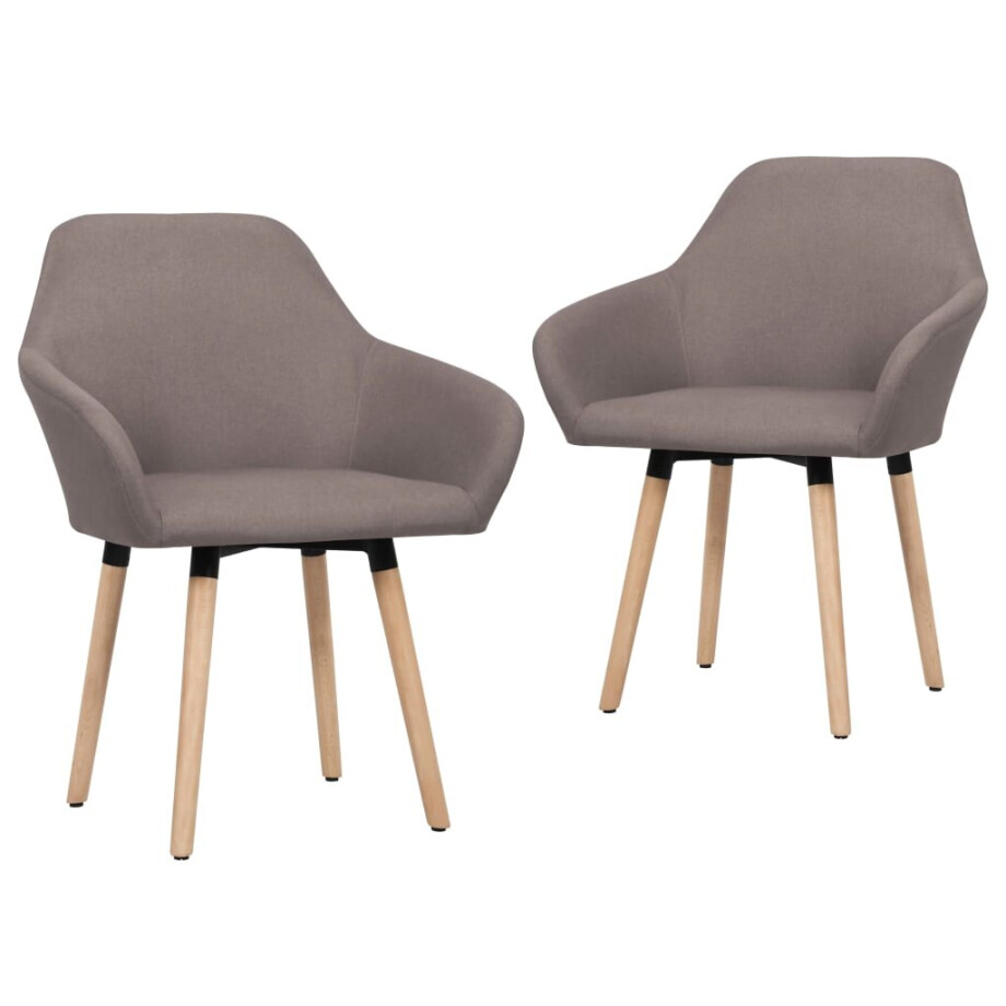 vidaXL Eetkamerstoelen draaibaar 2 st stof taupe vidaXL Eetkamerstoelen draaibaar 2 st stof taupe afbeelding 1