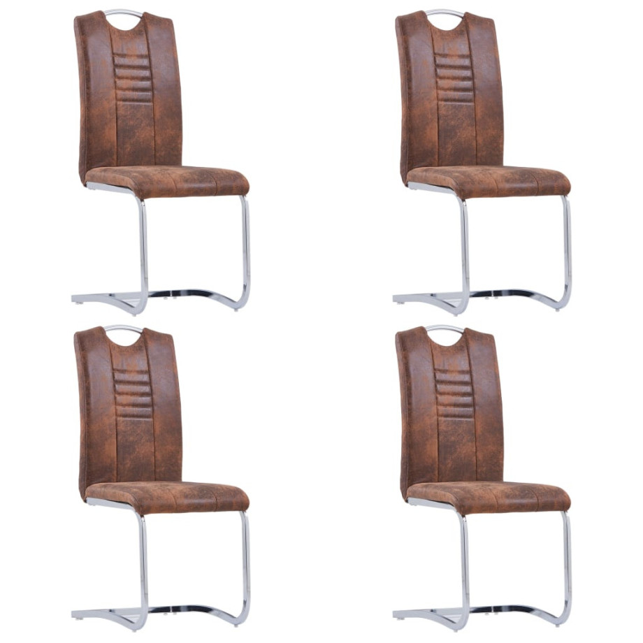 vidaXL Eetkamerstoelen 4 st kunstsuède bruin afbeelding 1