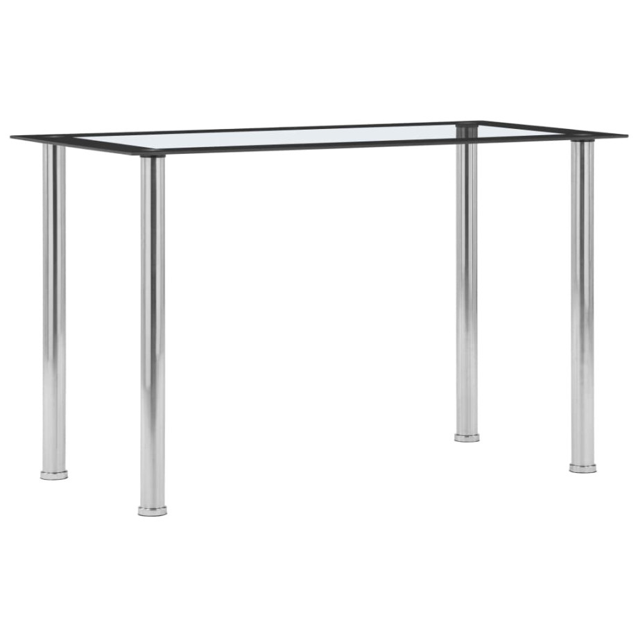 vidaXL Eettafel 120x60x75 cm gehard glas zwart en transparant afbeelding 1