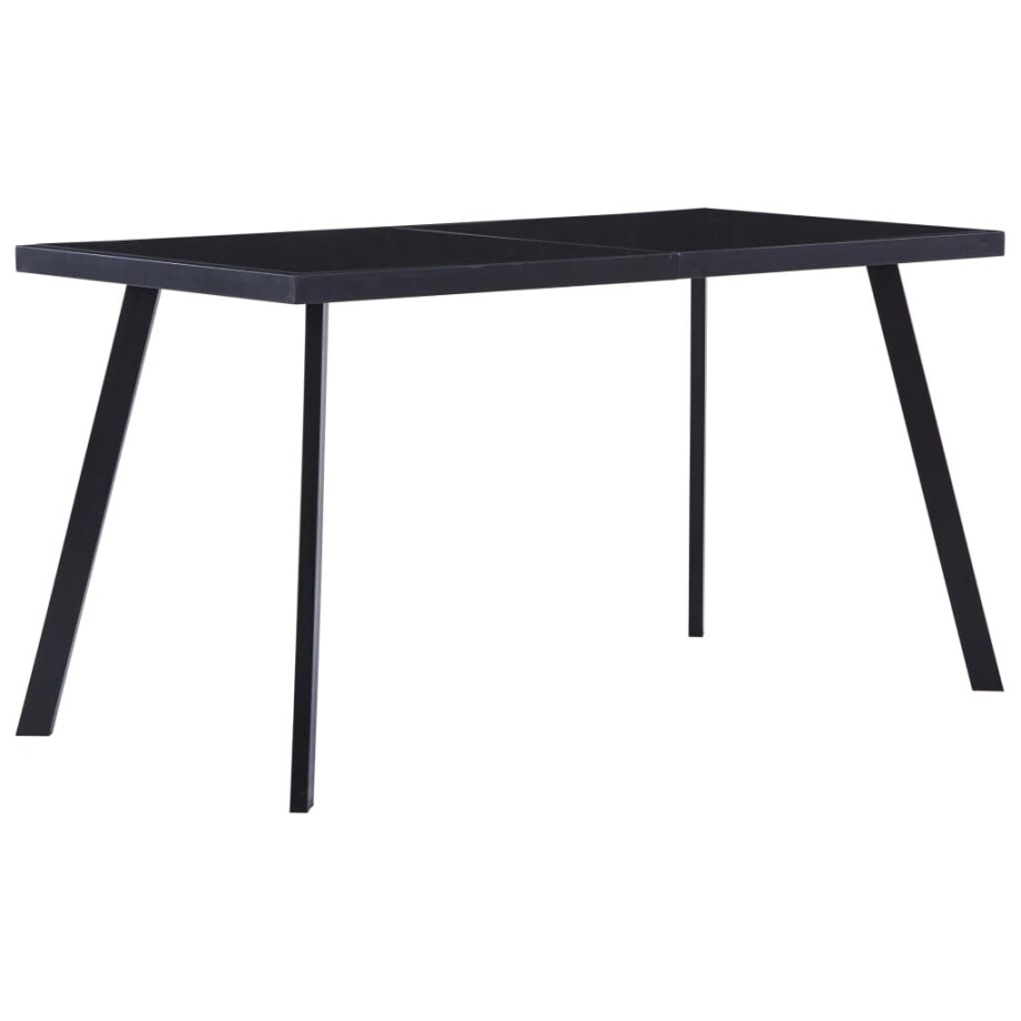 vidaXL Eettafel 140x70x75 cm gehard glas zwart afbeelding 1