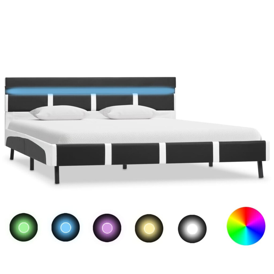 vidaXL Bedframe met LED kunstleer grijs 120x200 cm vidaXL Bedframe met LED kunstleer grijs 120x200 cm afbeelding 1