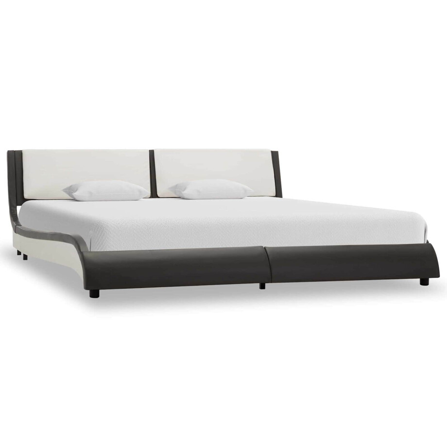 vidaXL Bedframe Grijs en wit 160 x 200 cm Kunstleer afbeelding 1