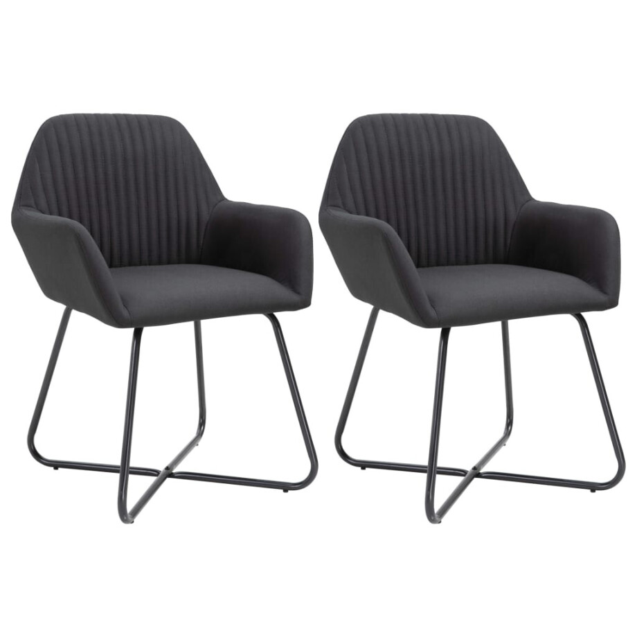 vidaXL Eetkamerstoelen 2 st stof zwart vidaXL Eetkamerstoelen 2 st stof zwart afbeelding 1
