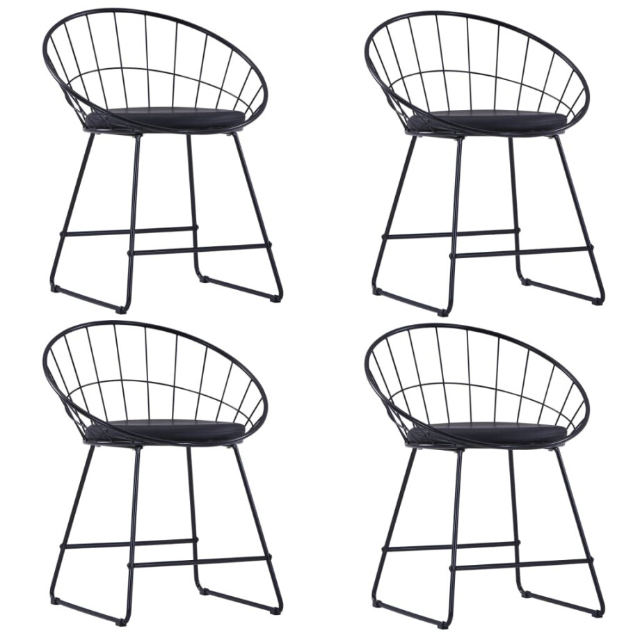 vidaXL Eetkamerstoelen met kunstleren zittingen 4 st staal zwart afbeelding 1