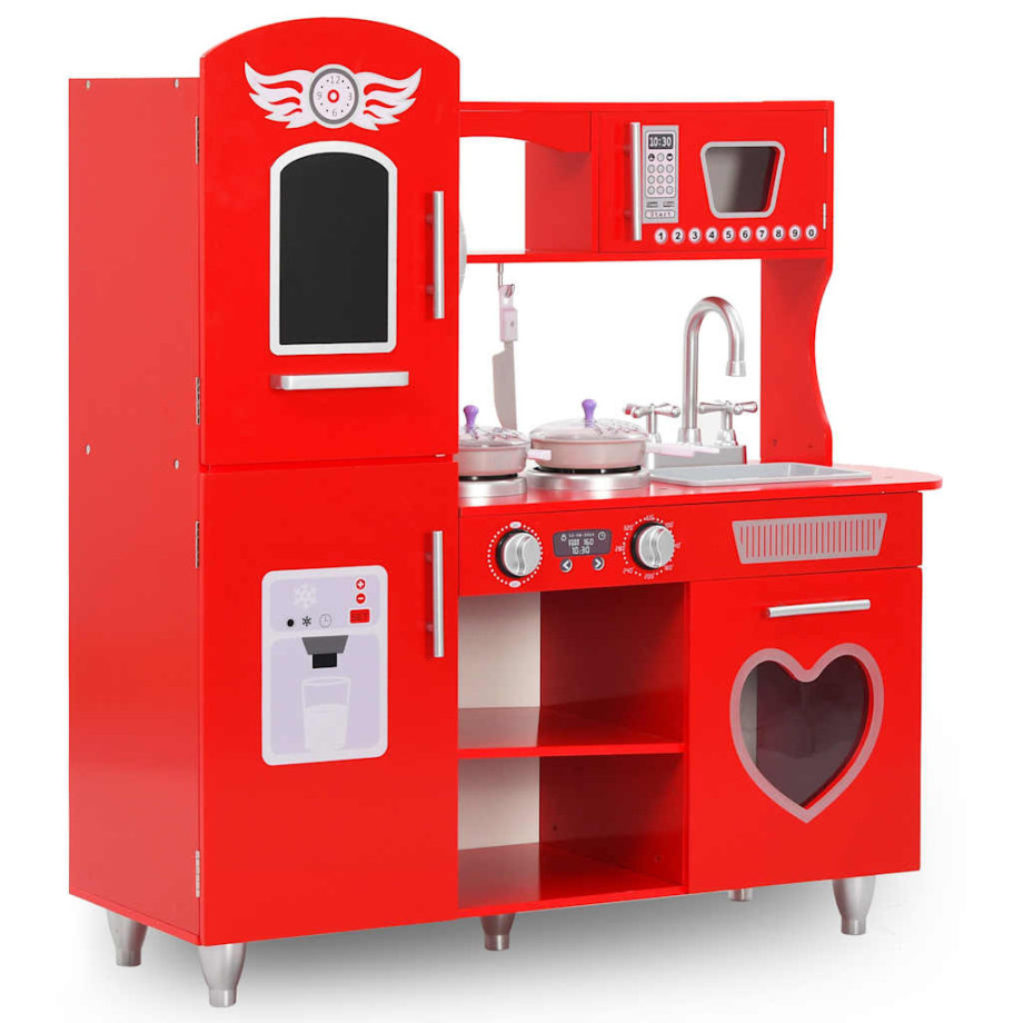 vidaXL Kinderspeelkeuken 84x31x89 cm MDF rood afbeelding 