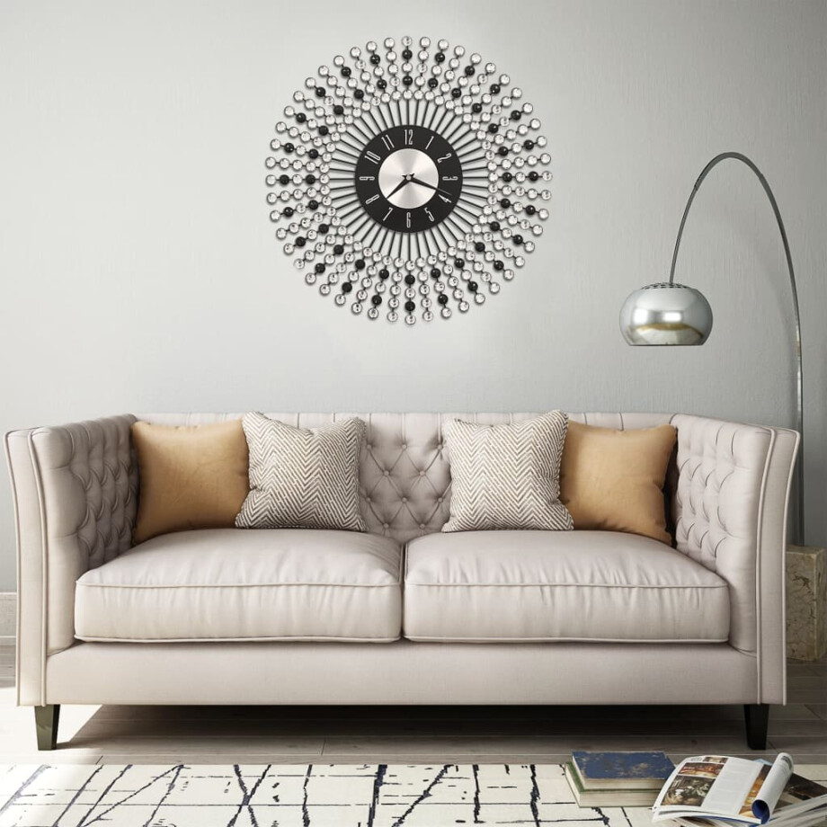 vidaXL Wandklok 43 cm metaal zwart afbeelding 1