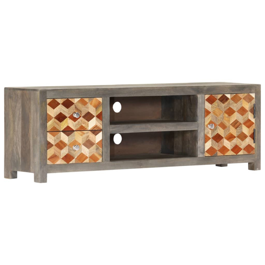 vidaXL Tv-meubel 120x30x40 cm massief mangohout grijs afbeelding 1