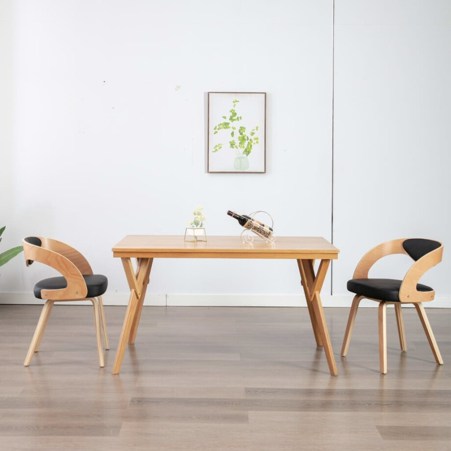 vidaXL Eetkamerstoelen 2 st gebogen hout en kunstleer vidaXL Eetkamerstoelen 2 st gebogen hout en kunstleer afbeelding 1