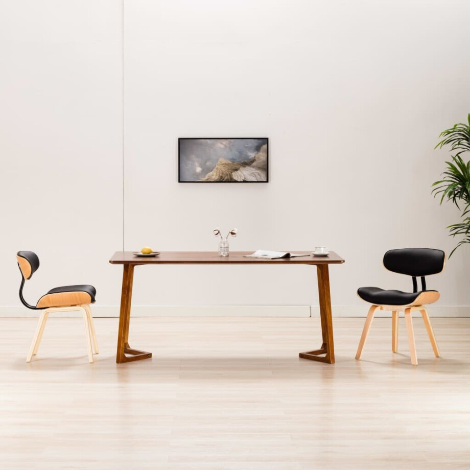 vidaXL Eetkamerstoelen 2 st gebogen hout en kunstleer vidaXL Eetkamerstoelen 2 st gebogen hout en kunstleer afbeelding 1