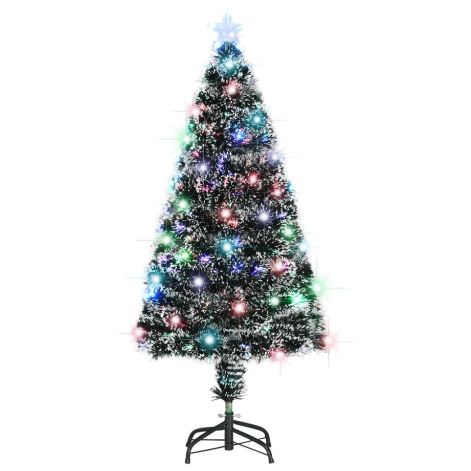 vidaXL Voorverlichte kerstboom met standaard en LED 120 cm glasvezel afbeelding 1