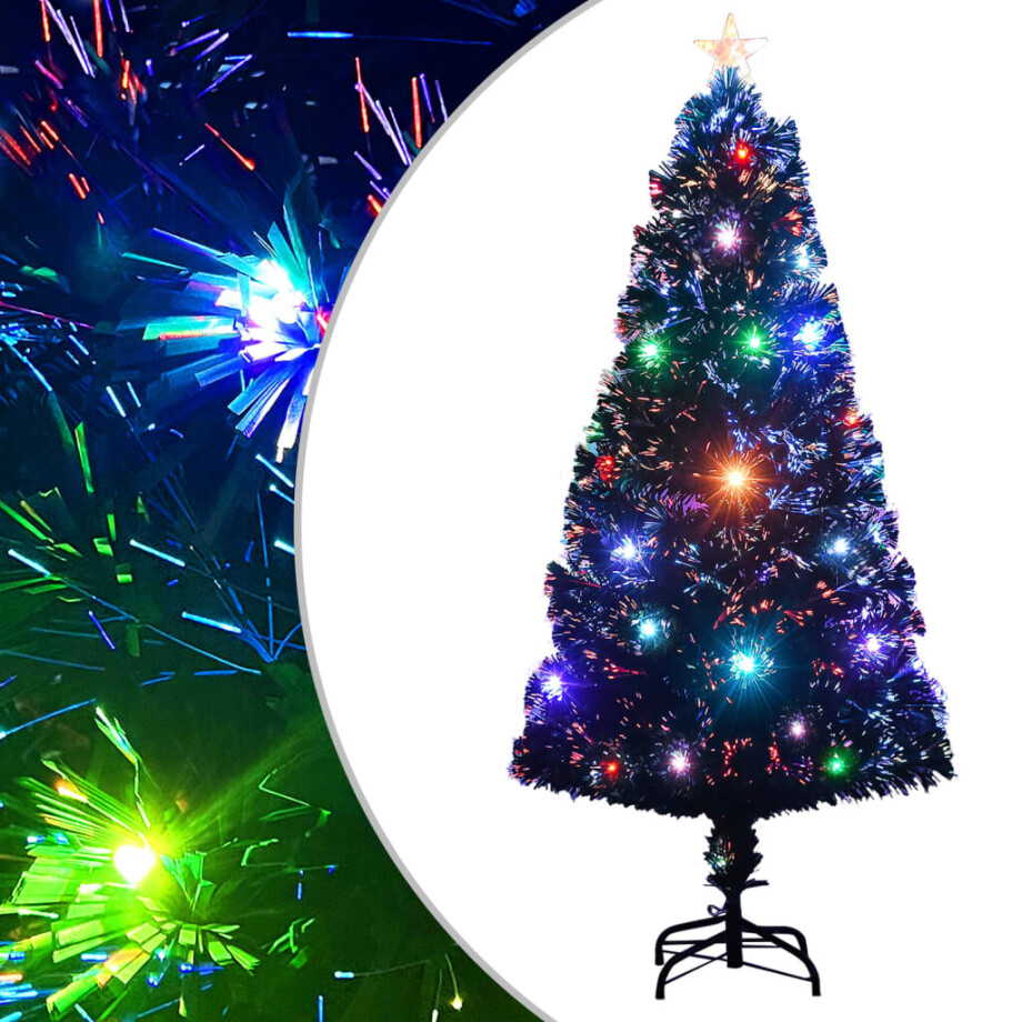 vidaXL Voorverlichte kerstboom met standaard en LED 120 cm glasvezel afbeelding 1