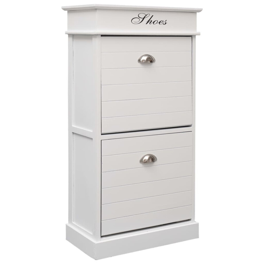 vidaXL Schoenenkast 50x28x98 cm paulowniahout wit vidaXL Schoenenkast 50x28x98 cm paulowniahout wit afbeelding 1