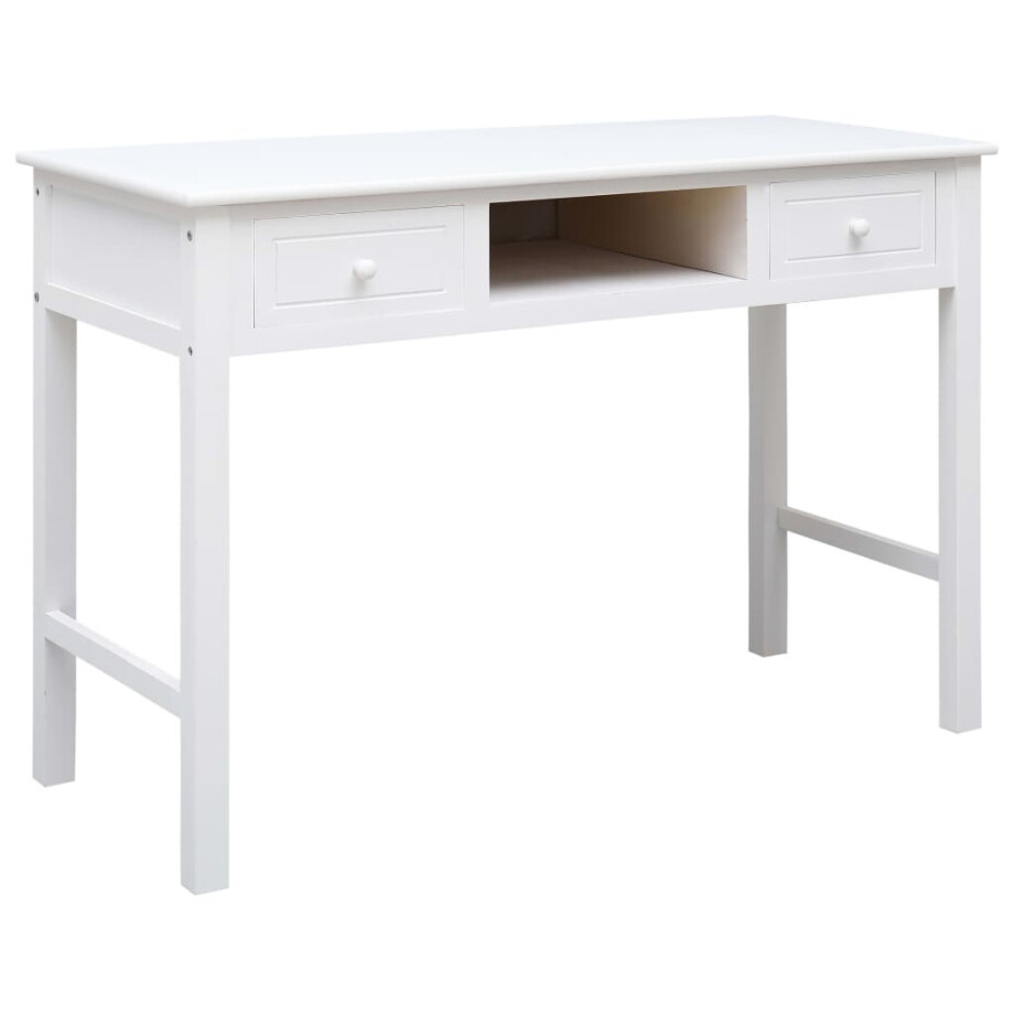vidaXL Schrijftafel 110x45x76 cm hout wit afbeelding 1