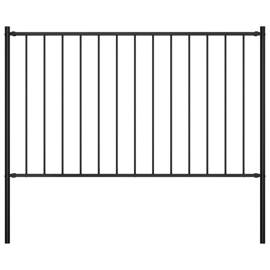 vidaXL Hekpaneel met palen 1,7x1 m gepoedercoat staal zwart afbeelding 1