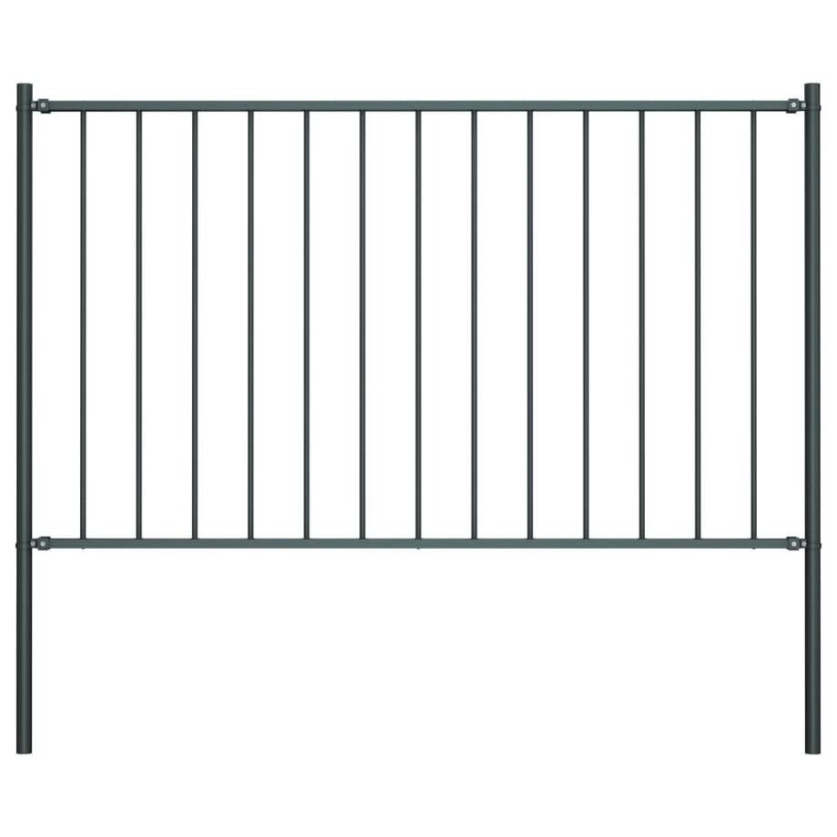 vidaXL Hekpaneel met palen 1,7x1 m gepoedercoat staal antraciet afbeelding 1
