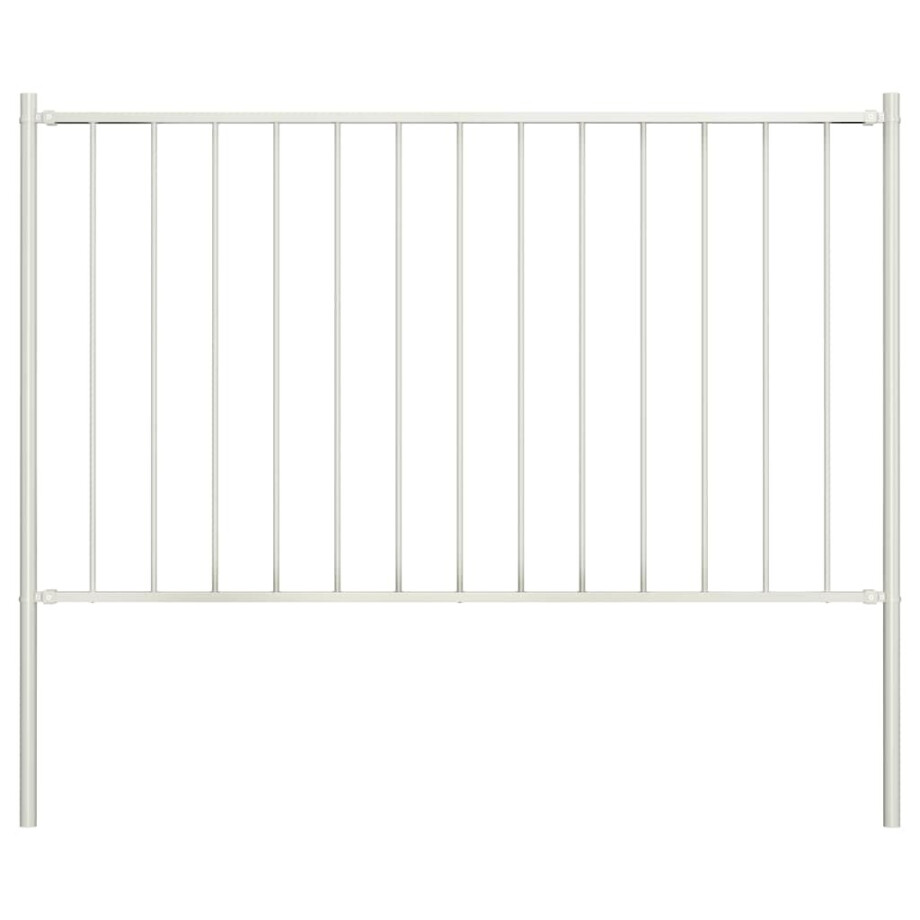 vidaXL Schuttingpaneel met palen gepoedercoat staal 1,81x0,75 m wit afbeelding 1
