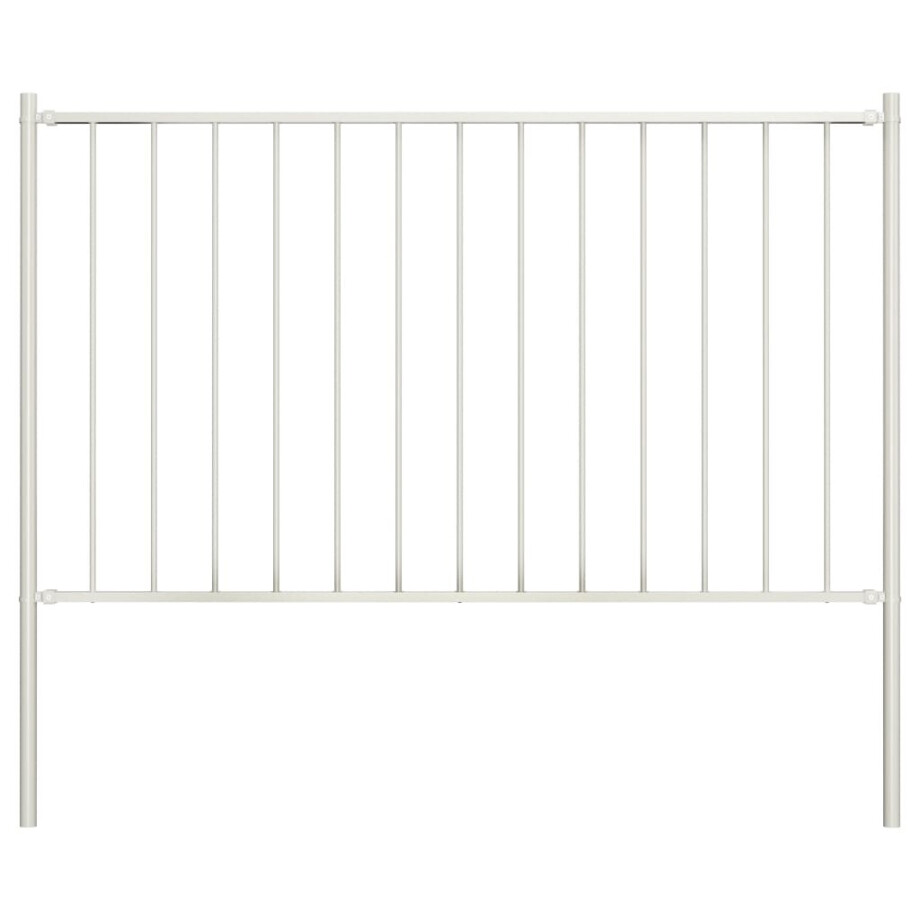 vidaXL Hekpaneel met palen 1,7x0,75 m gepoedercoat staal wit afbeelding 1