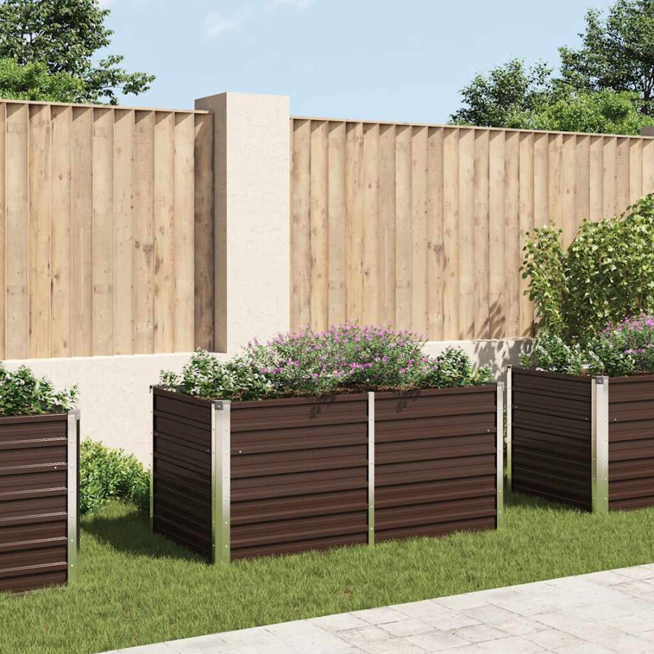 vidaXL Plantenbak verhoogd 160x80x77 cm gegalvaniseerd staal bruin afbeelding 1