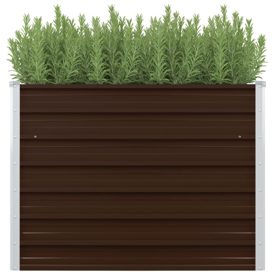 vidaXL Plantenbak verhoogd 100x100x77 cm gegalvaniseerd staal bruin afbeelding 1