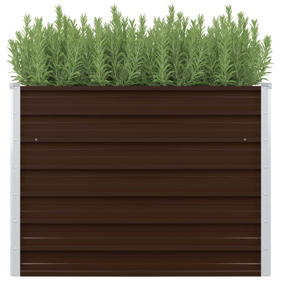 vidaXL Plantenbak verhoogd 100x100x77 cm gegalvaniseerd staal bruin afbeelding 1