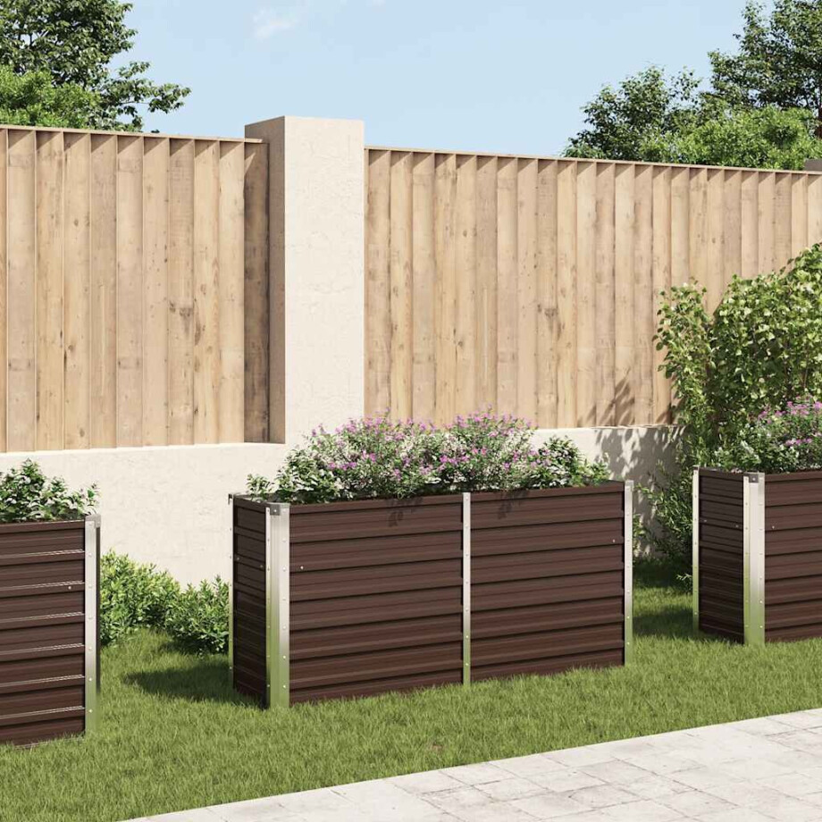 vidaXL Plantenbak verhoogd 160x40x77 cm gegalvaniseerd staal bruin afbeelding 1