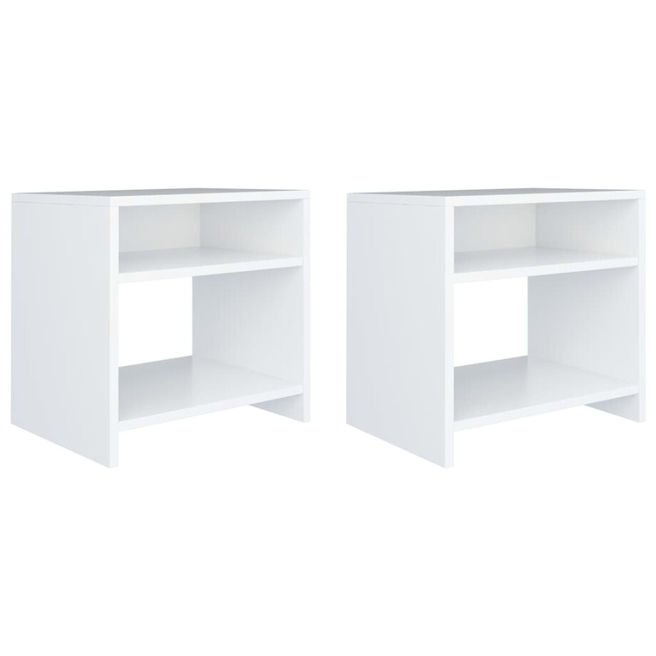 vidaXL Nachtkastjes 2 st 40x30x40 cm bewerkt hout wit afbeelding 1