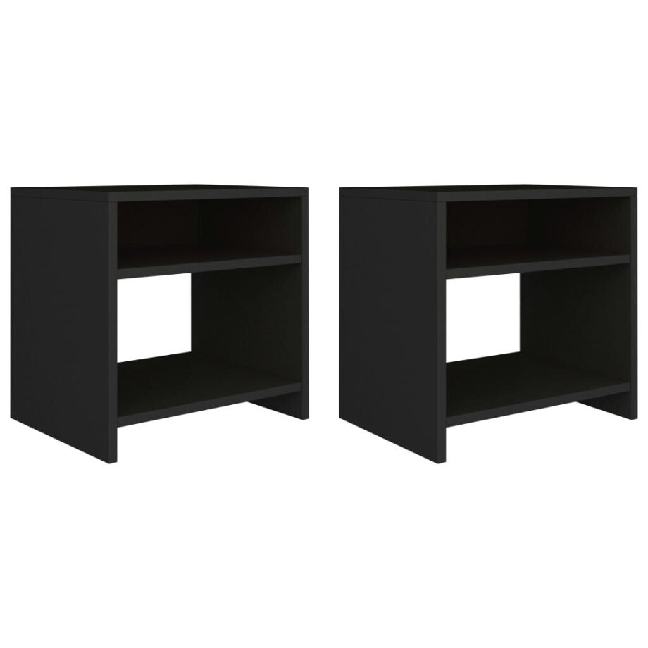 vidaXL Nachtkastjes 2 st 40x30x40 cm bewerkt hout zwart vidaXL Nachtkastjes 2 st 40x30x40 cm bewerkt hout zwart afbeelding 1