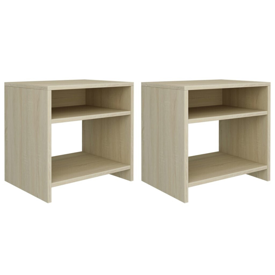 vidaXL Nachtkastjes 2 st 40x30x40 cm bewerkt hout sonoma eikenkleurig afbeelding 1