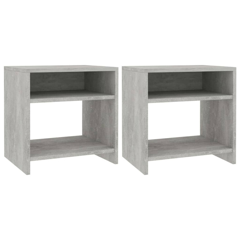 vidaXL Nachtkastjes 2 st 40x30x40 cm bewerkt hout betongrijs afbeelding 1