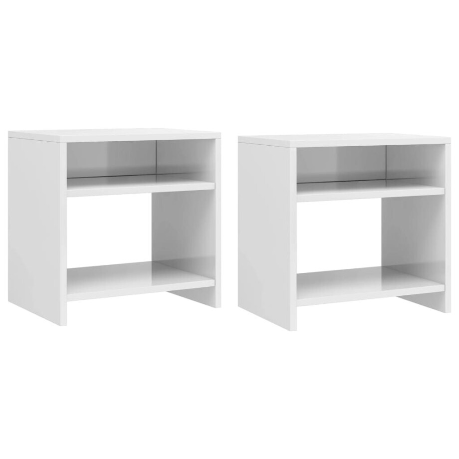 vidaXL Nachtkastjes 2 st 40x30x40 cm bewerkt hout wit afbeelding 1