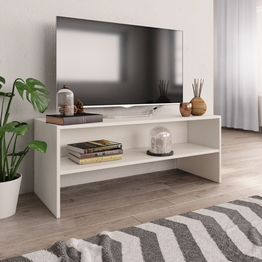 vidaXL Tv-meubel 100x40x40 cm bewerkt hout wit vidaXL Tv-meubel 100x40x40 cm bewerkt hout wit afbeelding 1